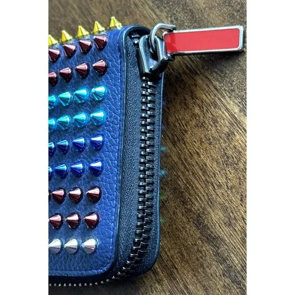 Christian Louboutin | Calf Leather Multi Rainbow Metal Spikes Panettone Wallet - Picture 6 of 16